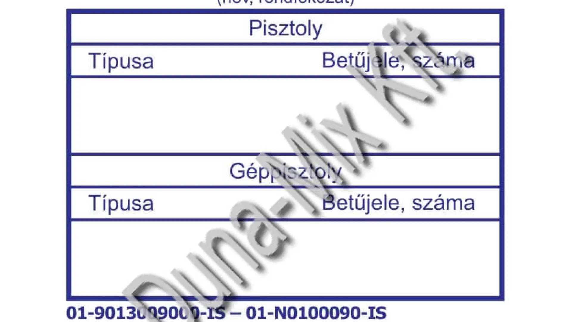 Fegyver névtábla